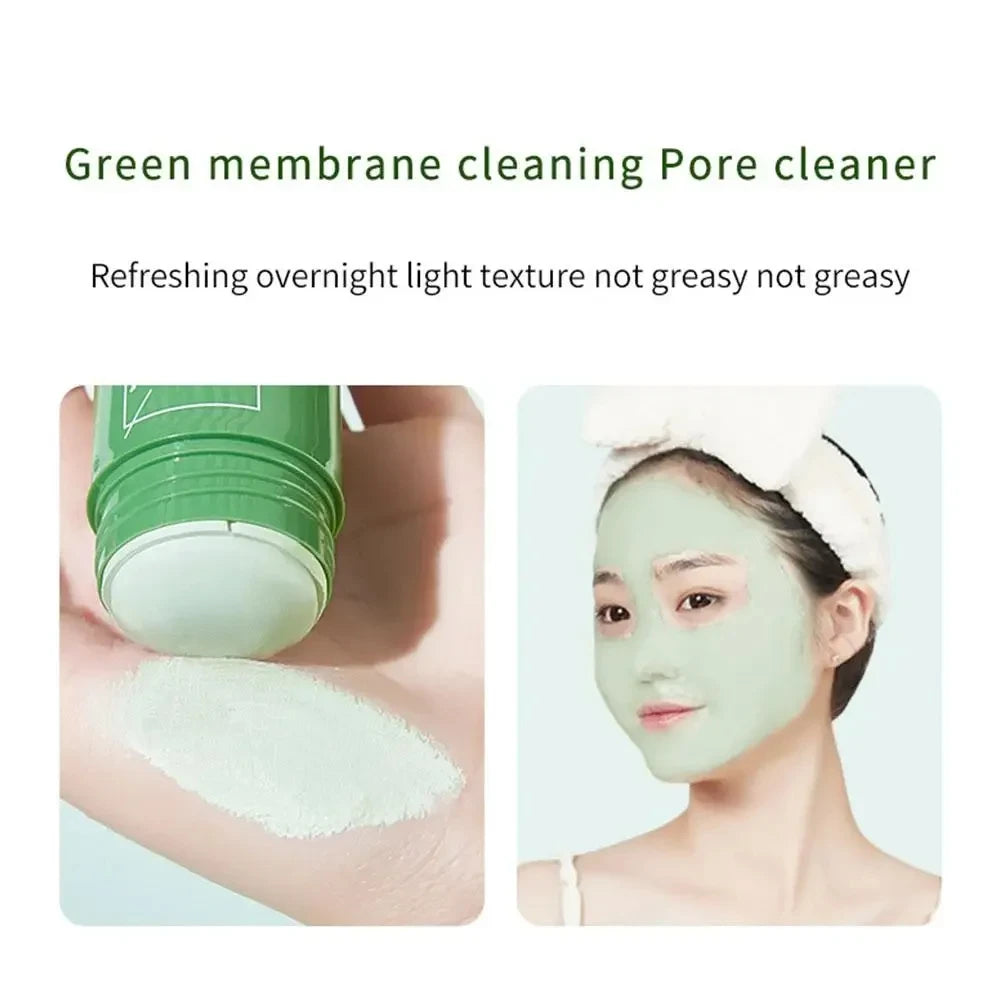 Green Tea Eggplant Solid Mask Deep Cleansing Oil Control Balance Antioxidan Shrink Pores Remove Blackheads Refreshing Mud Mask