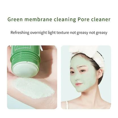 Green Tea Eggplant Solid Mask Deep Cleansing Oil Control Balance Antioxidan Shrink Pores Remove Blackheads Refreshing Mud Mask