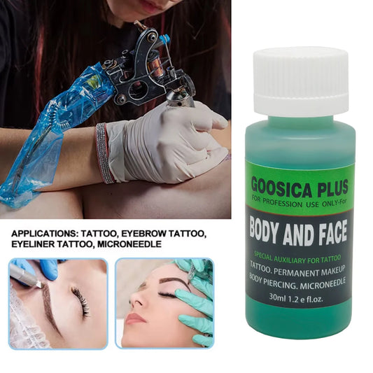 Goosica Plus Tattoo Gel Blue Gel During Surgery Permanent Makeup Microblading Piercing Beauty Body Eyebrow Lips Liner 1.2OZ