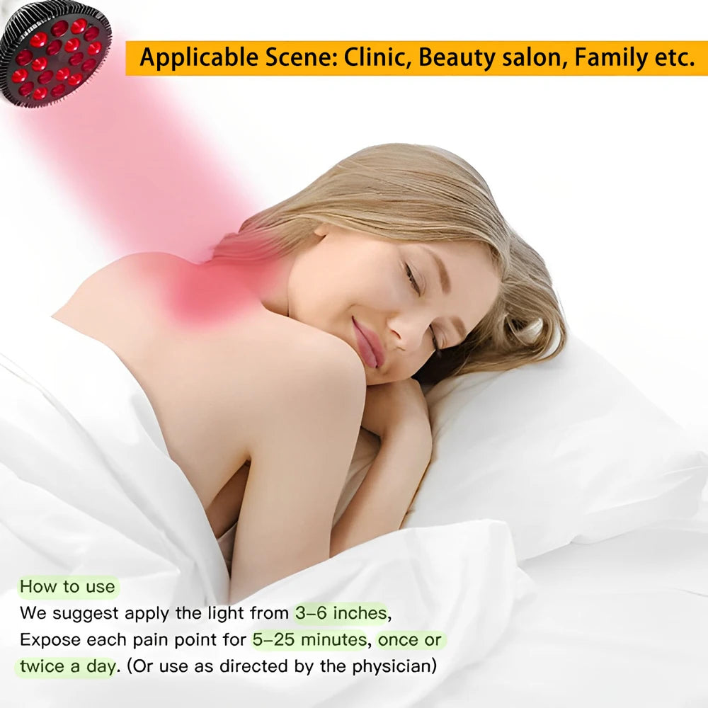 18LEDs 54W Red Light Therapy Lamp with Holder 660nm+850nm Near Infrared Dual- Wave Bulb for Skin and Body Care, Pain Relief