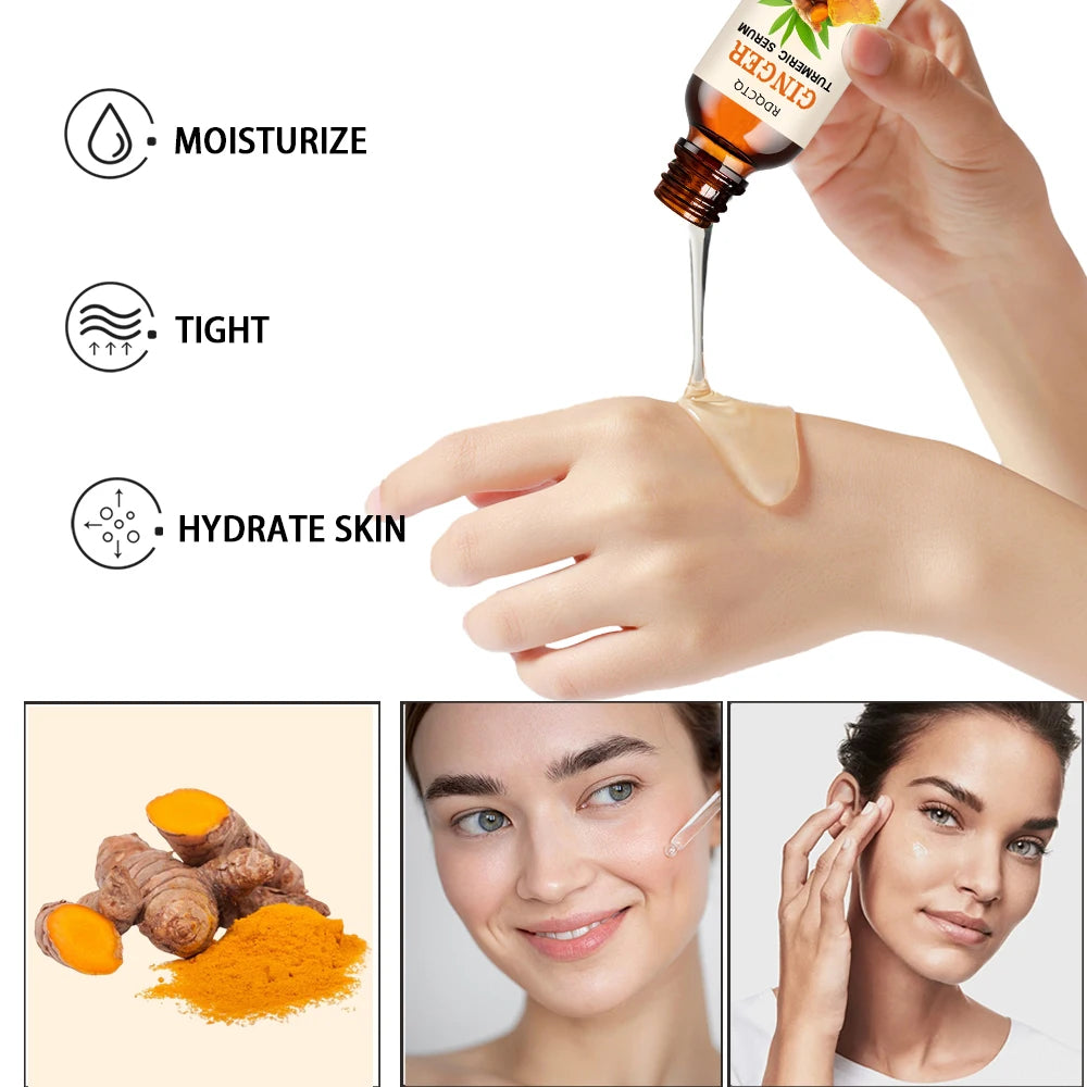 Turmeric Face Serum Anti-Oxidation Dark Spot Corrector Facial Brightening Skin Care Serum for Clearer Smoother Skin
