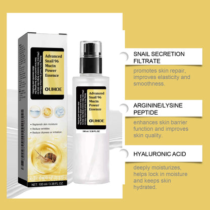 OUHOE Snail 96 Mucin Moisturizing Serum Deep Hydration Lock Winter Barrier Protection Gentle Care Nourishing Skin Quickly Absorb