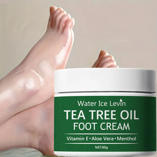 Water Ice Levin Tea Tree Oil Foot Cream – Vitamin E Aloe Vera Menthol Soothes Hydrates Feet Non-Greasy Fast Absorption 60g Net