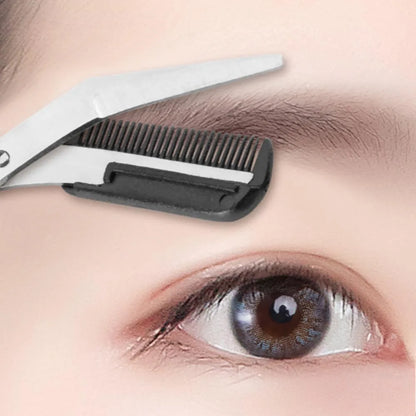 Stainless Steel Eyebrow Trimming Pink/White/Black Scissors with built-in Comb Precise Grooming Tool Creating Perfect Eyebrows