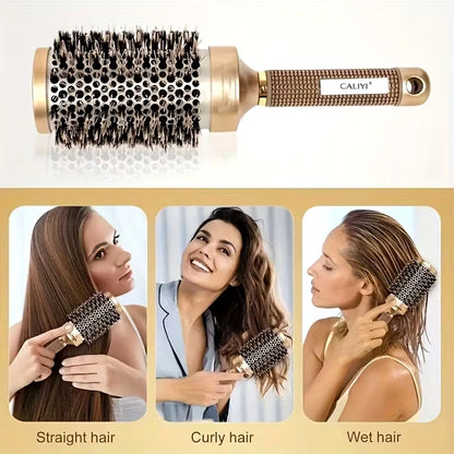 4 Sizes Heat Conductive Aluminum Barrel Volumizing Curling Styling Brush with Air Vents Thermal Ceramic Boar Bristle Hair Brush