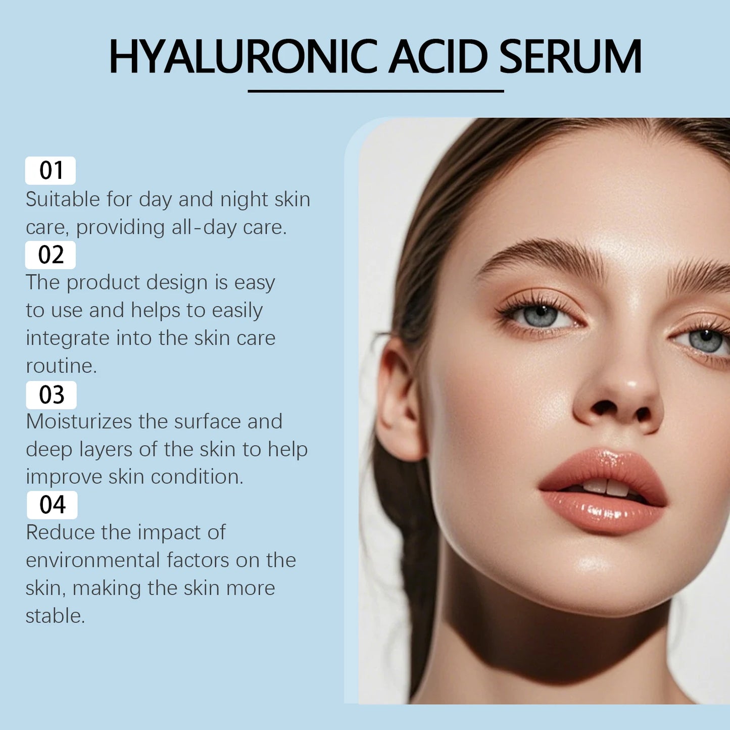 Hyaluronic Acid Serum Deep Moisturizing Facial Skin Essence Rejuvenating Enhances Elasticity Firm Nourishing Brightening Ampule