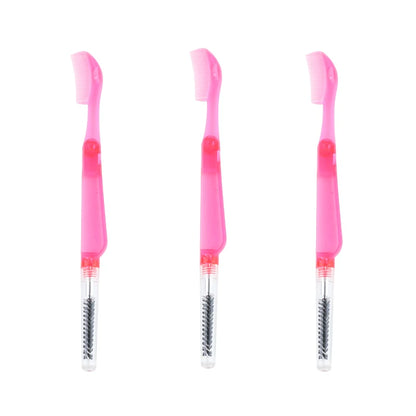 3PCS Stainless Steel Dual-Ended Eyelash Comb & Eyebrow Brush – Makeup Artist-Recommended Beauty Tool