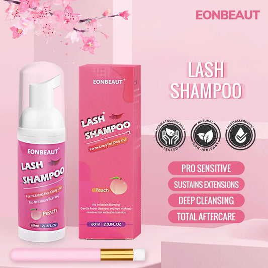 Eonbeaut Fake Eyelash Extension 60ml Glue Peach Shampoo Lash Adhesive Makeup Tool Beauty Shop Clean Foam Pump No Stimulation