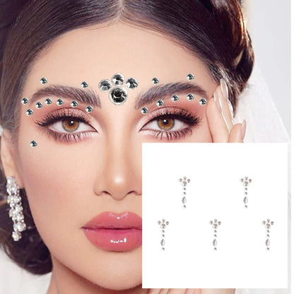 Red Heart Face Jewelry Temporary Tattoos Eye Forehead Diamonds Jewels Makeup Sticker Sparkle Water Drop Gems Nail Art Festival