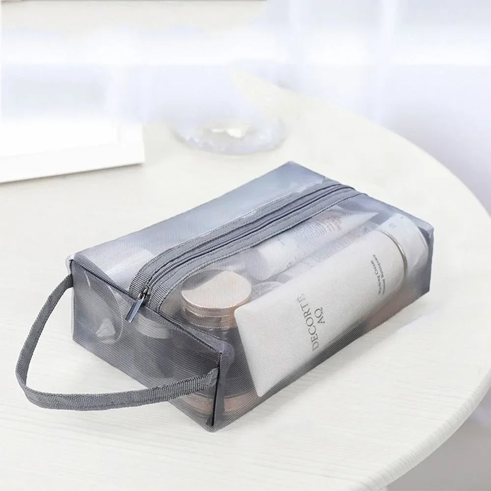 Mesh Toiletry Bag Travel Wash Bag Large Capacity Zipper Makeup Bag Skin Care Storage Bag Women Cosmetic Bag Korean Storage Bag