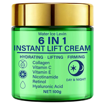 6-in-1 Instant Lift Cream Collagen Vitamin C Retinol Blend. Hydrates, Lifts, Firms Skin. Day Night Use. Visible Tightening. 100g.