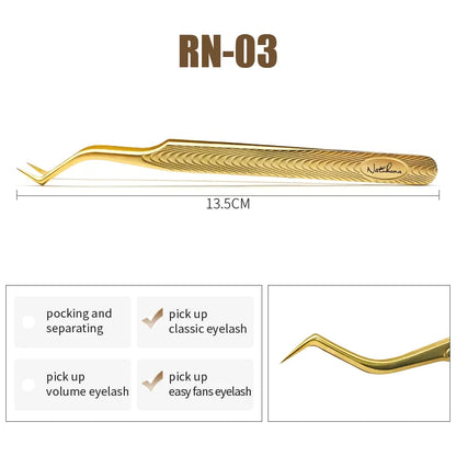 NATUHANA Anti-static Straight Eyelash Extension Tweezers Industrial Precision Curved Straight Lash Eyebrow Tweezers Makeup Tools