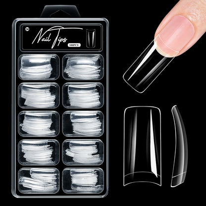 100pcs False Soft Gel Nail Tips Half/Full Cover Double-Use Press On Acrylic Nails Almond Coffin Stiletto Fake Nails Supplies