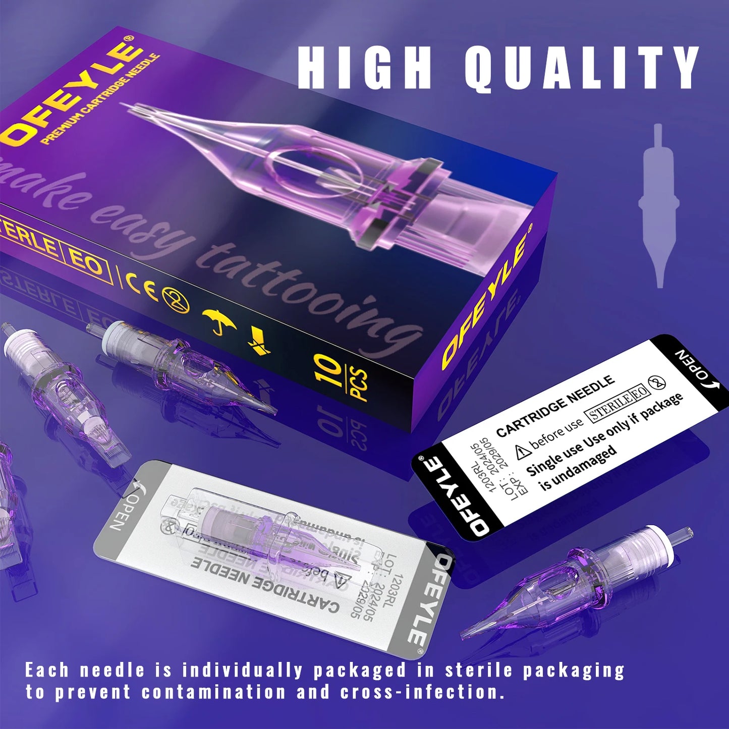50/20/10PCS Tattoo Cartridge Needles Individual Package Professional Permanent Makeup Sterile Tattoo Needle for Tattoo Machine