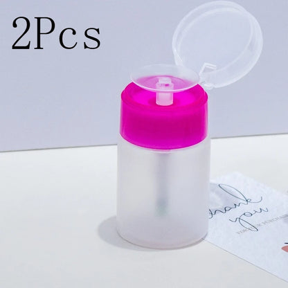 2Pcs Liquid Sub Bottling Bottle Empty Pump Dispenser Manicure Cleanser Acetone Bottle Liquid UV Gel Nail Art Pressing Bottles