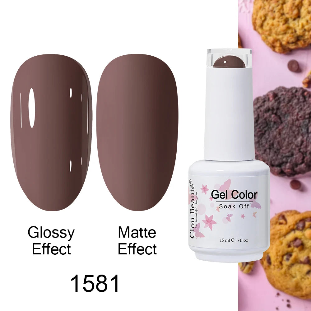 Clou Beaute 15ml Nail Gel Polish Warm Color Dark Red Brown Semi Permanent Nail Art Manicure Soak Off LED UV Varnishes Lacquer
