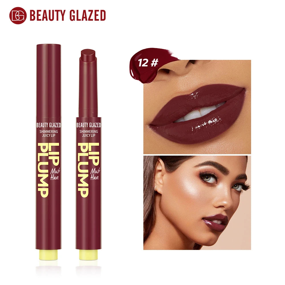 Beauty Glazed 12 Color Shimmering Juicy Lipstick,Shining Lip Plump,Moisturizing Nourishing Women Lip Makeup.Girl's Gift