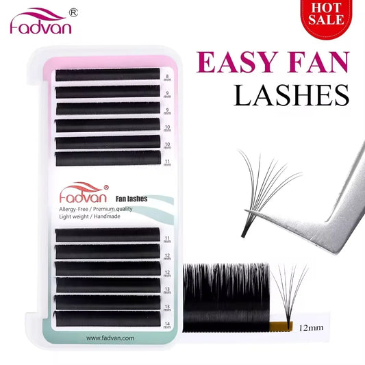 Fadvan Easy Fan Lashes Extension DIY Russia Volume Faux Mink 1 Second Blooming Eyelash Extensions Dense Auto Fan Makeup Lashes