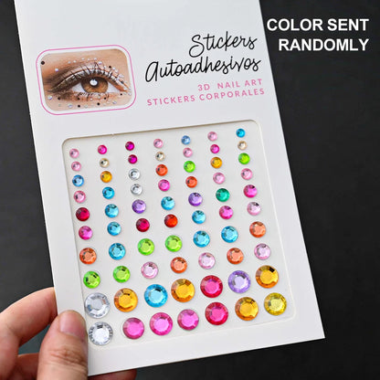 132/162/216/900pcs Coorful Diamonds Tattoos Stickers 3/4/5/6mm Face Rhinestones Tattoo for Party Body/Eye Makeup Gem Accessories