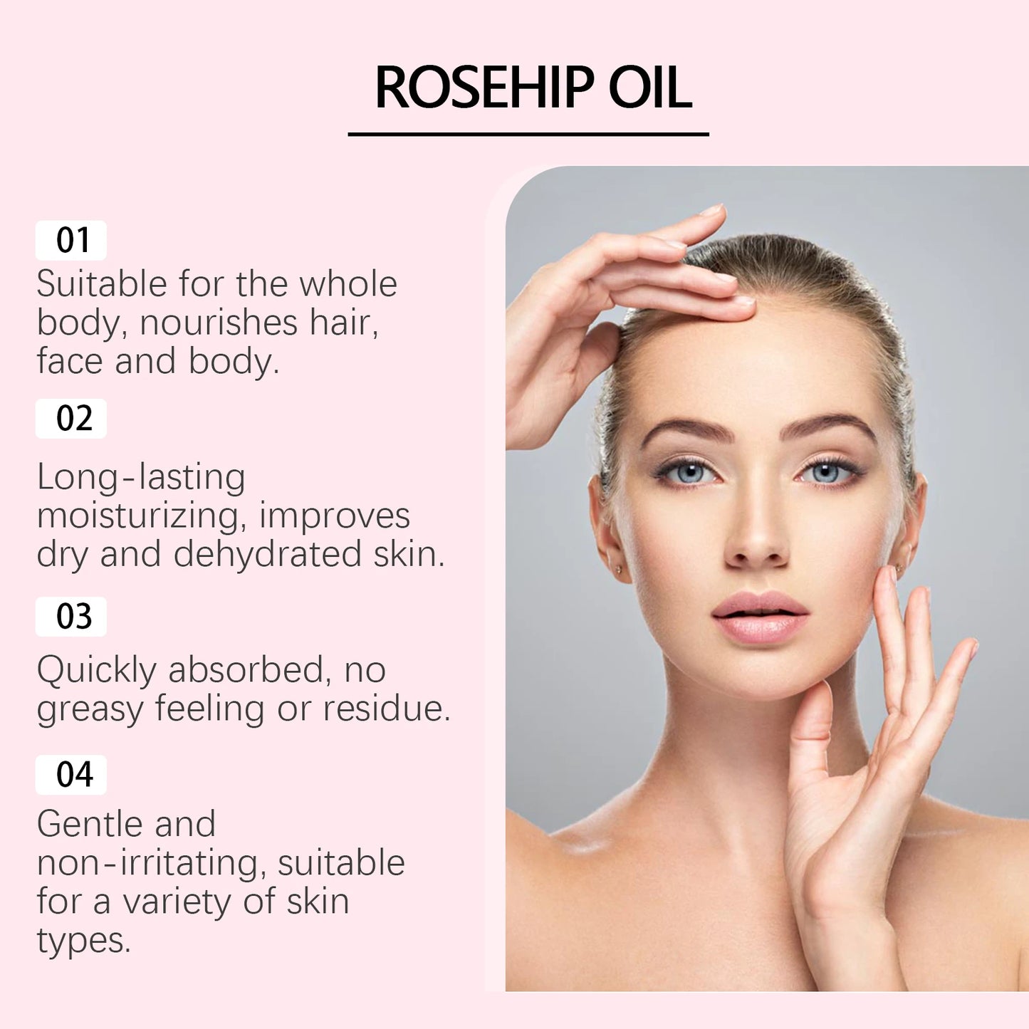 Organic Rosehip Oil Improve Fine Lines Wrinkles Firming Lifting Repair Smoothing Shiny Hair Oil Facial Essential Oils Skincare