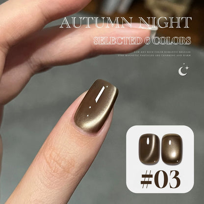 10ML 1-10PCS 2025 New Sunset Cat's Eye Nail Polish Series Amber Glass Beads Magnet Gel Nail Polish Nail Art Gold Brown Nails