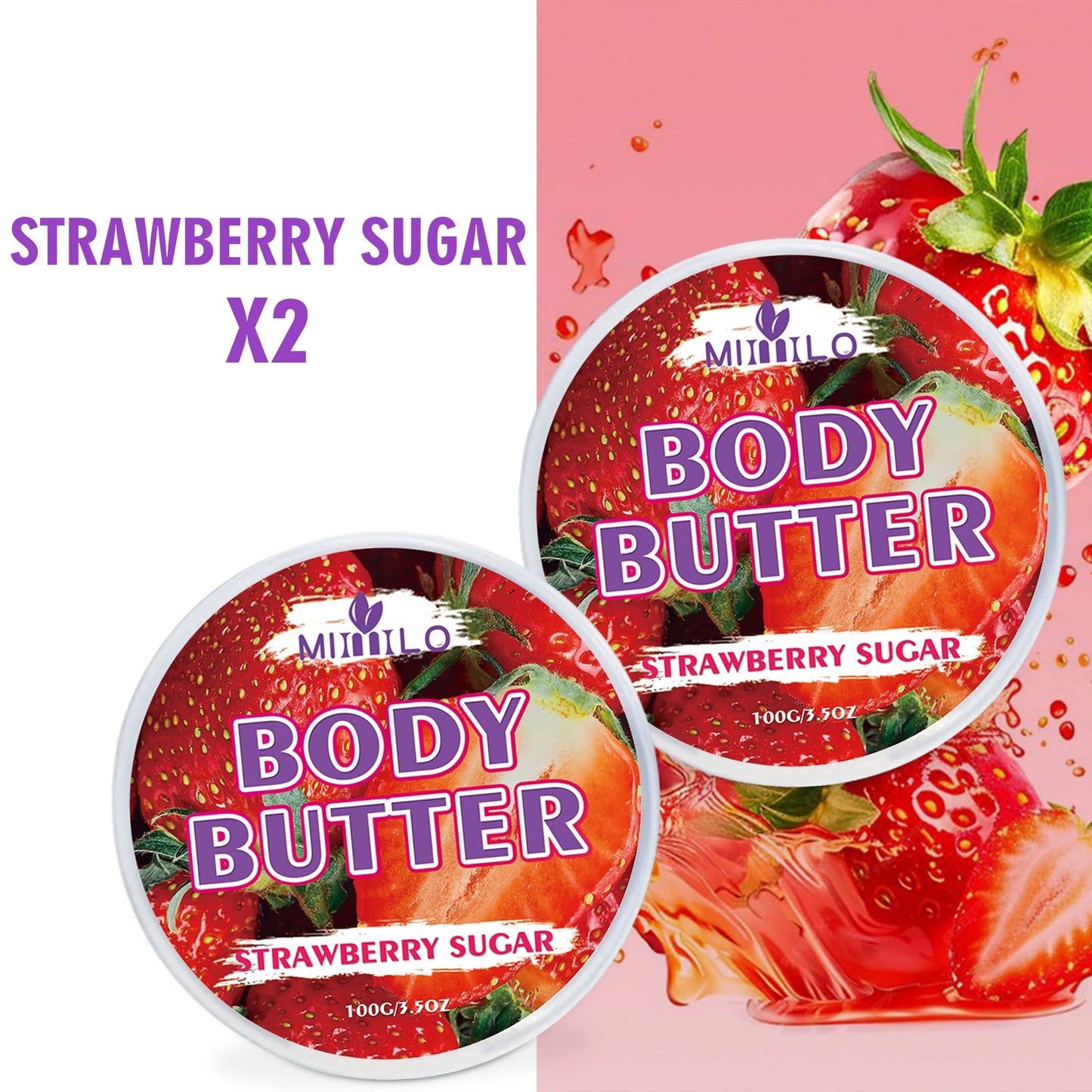 100g two bottles of body glaze - 8 flavors, daily nourishing and moisturizing - non-greasy, with storage bag