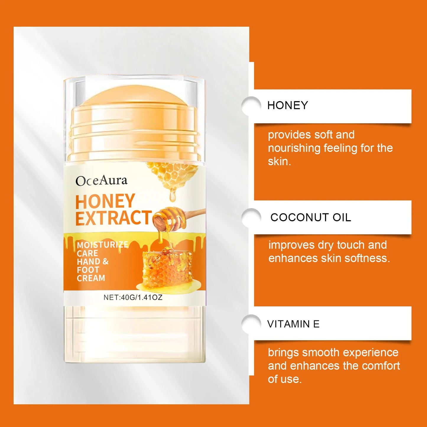Honey Foot Care Cream Stick Nourishing Balm for Dry Cracked Feet Heel Exfoliation Softening Skin Ultra-Hydrating Hand Foot Balm