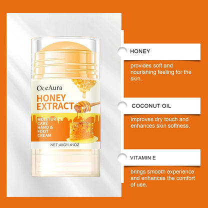 Honey Foot Care Cream Stick Nourishing Balm for Dry Cracked Feet Heel Exfoliation Softening Skin Ultra-Hydrating Hand Foot Balm