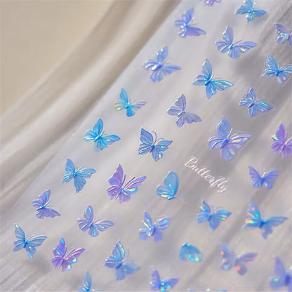 5D Relief Glitter Butterfly Nail Stickers DIY Aurora Nail Art Decorations Manicure Decals Makeup Stickers