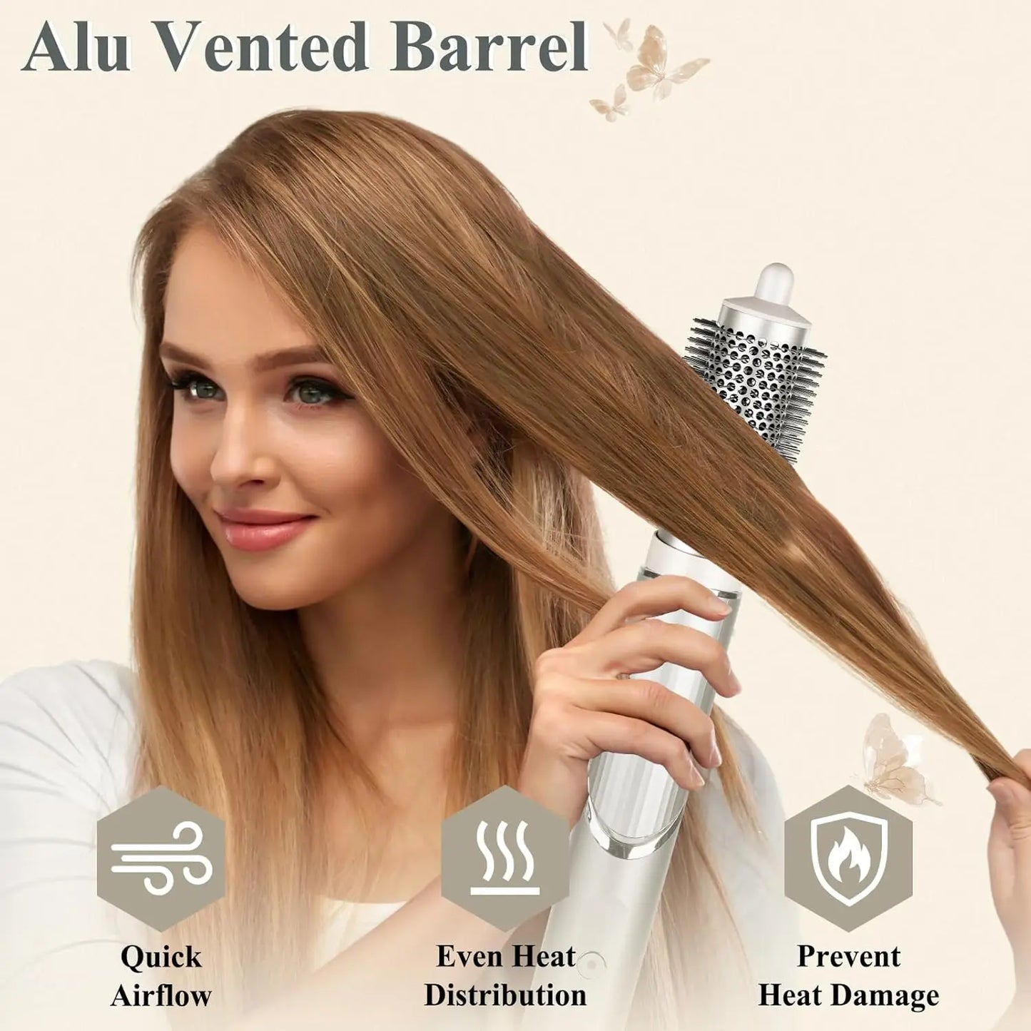 FlexStyle Small round Brush Attachment for Straight Wavy Curly And Frizzy Hair Styles