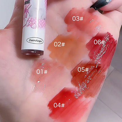 Cute Cat Fun Mirror Lip Glaze Set 6 Colors Highly Pigmented Lip Stain Hydrating Glossy Lip Makeup Perfect Gift