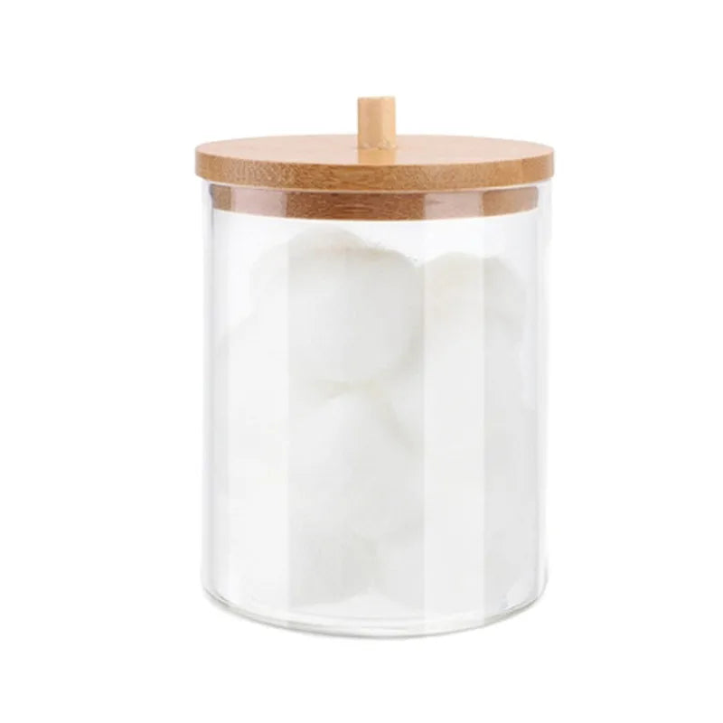 Acrylic Storage Box Bathroom Jar Makeup Organizer Cotton Pads Swab Holder Dispenser with Lid