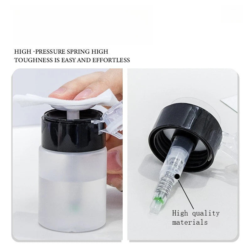 2Pcs Liquid Sub Bottling Bottle Empty Pump Dispenser Manicure Cleanser Acetone Bottle Liquid UV Gel Nail Art Pressing Bottles