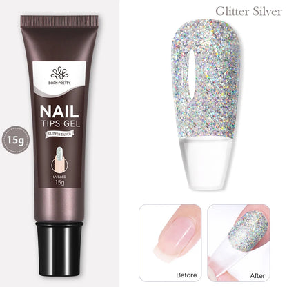 BORN PRETTY 15g Nail Tips Gel Nude Clear Transparent Nail Gel Soak Off UV LED Nail Art Gel Varnish Function Gel Nail Extension