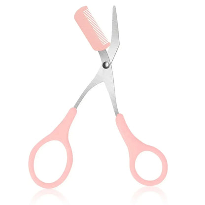 Stainless Steel Eyebrow Trimming cissors with built-in Comb Pink/White/Black SPrecise Grooming Tool Creating Perfect Eyebrows