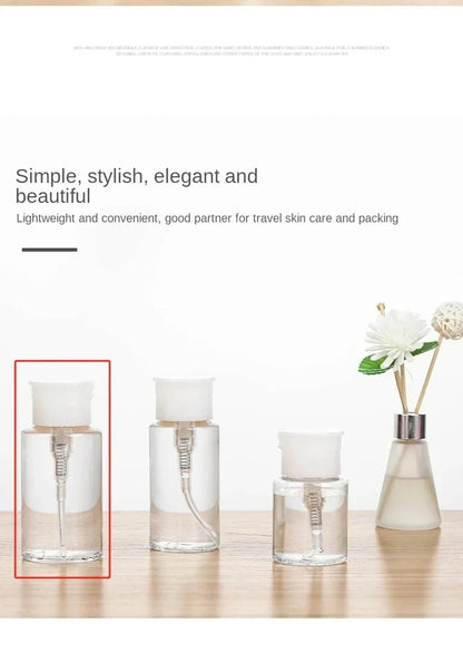 1/3pcsTransparent Pump Bottle Dispenser Push-Down Refillable Travel Bottle Set for Makeup Nail Polish Remover Cosmetic Organizer