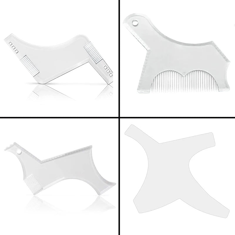 Men's All-in-One Beard Styling Comb - Creative Beard Stencil and Shaping Template Tools for Perfectly Groomed Facial Hair