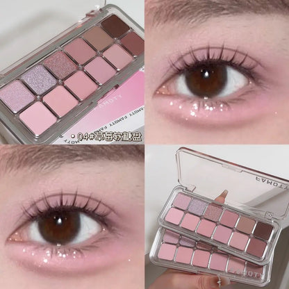 12-Color Low Saturation Eyeshadow Palette All Matte Tea Apricot Eye Makeup Palette Daily Earth Makeup Long Lasting Eye Shadows