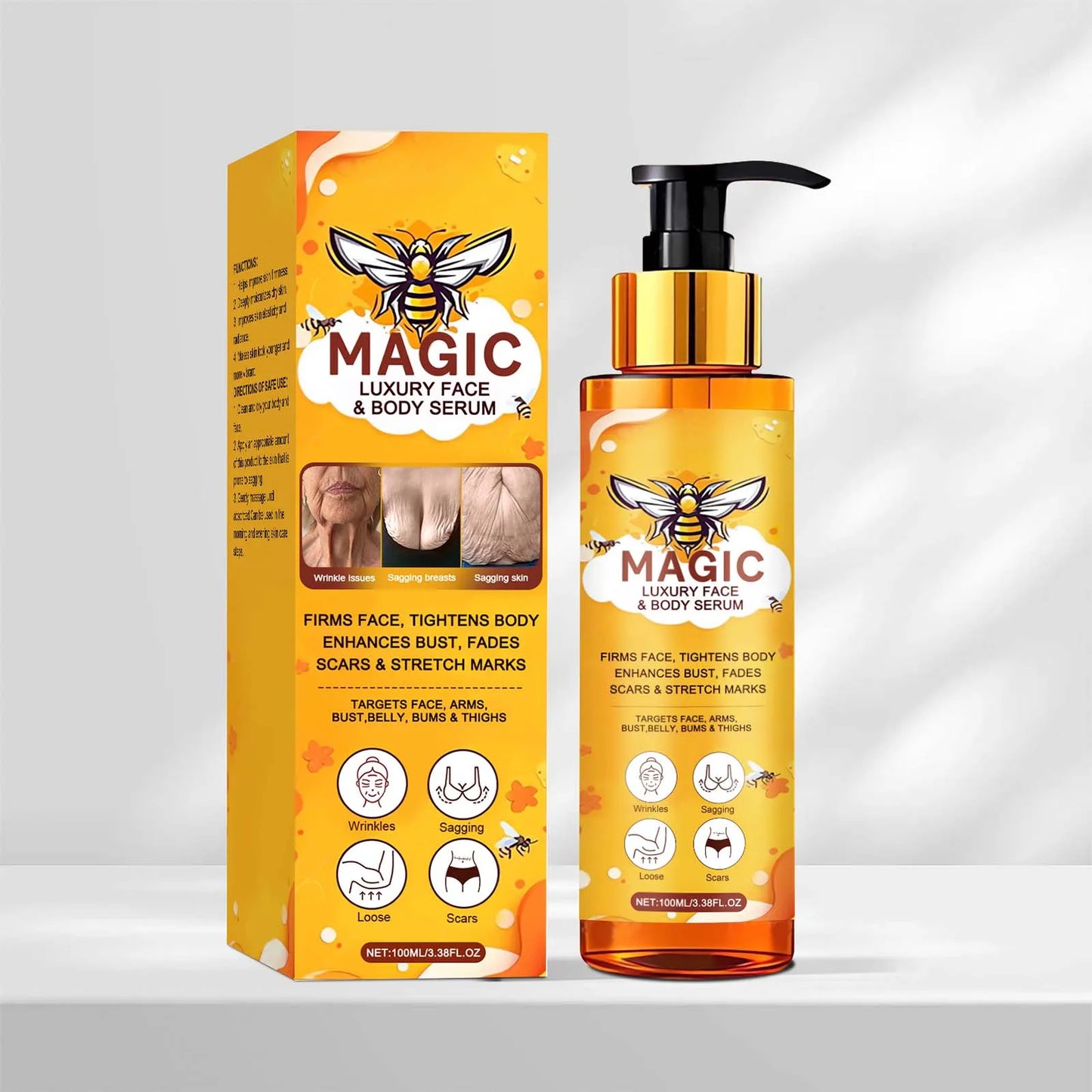 Bee Venom Face Body Serum Anti-Wrinkle Firming Essence Reduces Fine Lines Brightens Nourishing Smoothing Firming Massage Care