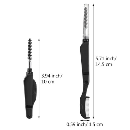 3PCS Stainless Steel Dual-Ended Eyelash Comb & Eyebrow Brush – Makeup Artist-Recommended Beauty Tool