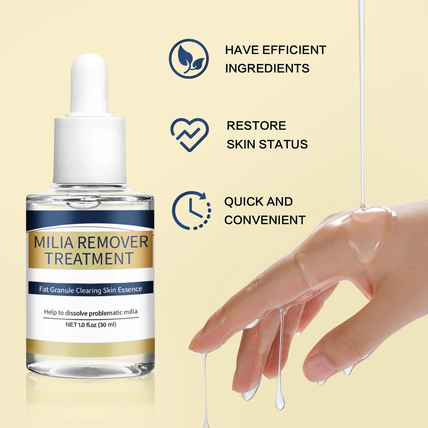 Milia Remover Essence Treatment Fat Granule Clearing Skin Hyaluronic Acid Deep Hydration and Gentle Exfoliation Hydrates Smooths