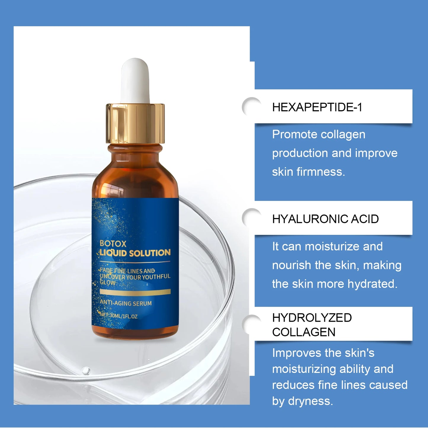 Firming and elastic essence gently nourishes elastic facial skin, shiny and silky moisturizing essence