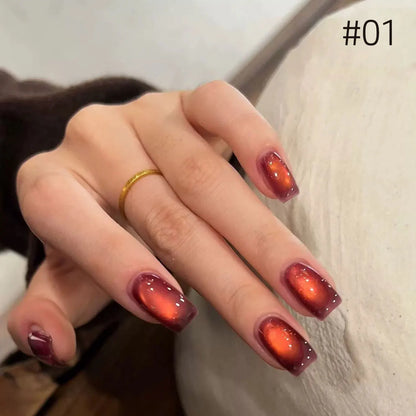 10ML 1-10PCS 2025 New Sunset Cat's Eye Nail Polish Series Amber Glass Beads Magnet Gel Nail Polish Nail Art Gold Brown Nails