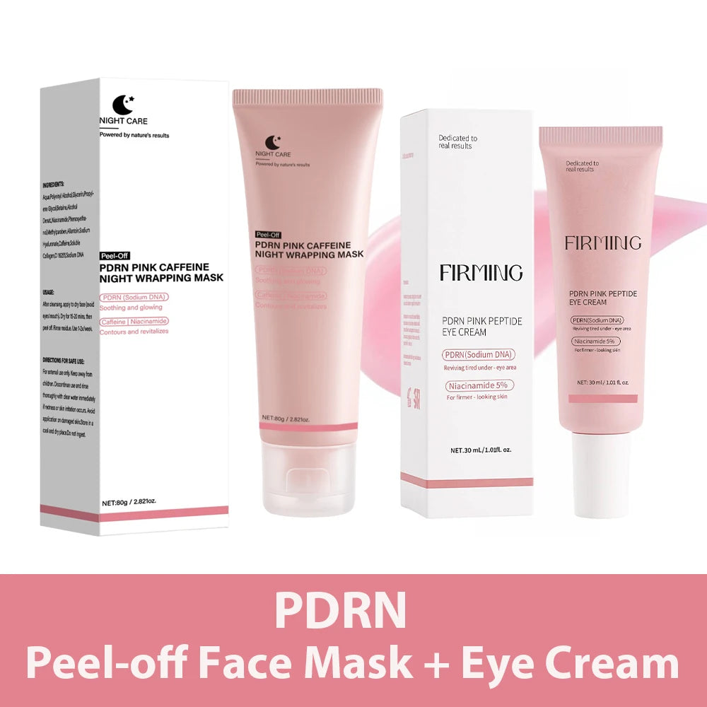 PDRN Caffeine Night Wrapping Peel Off Facial Mask for Firming, Depuffing& Hydration Salmon DNA + Caffeine + Collagen For Refined