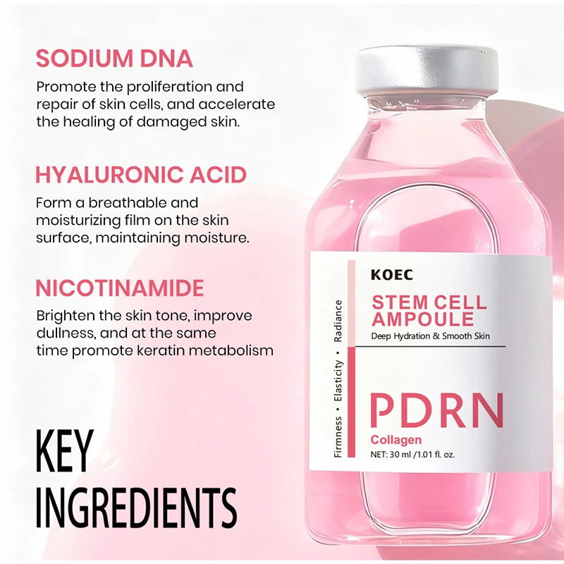 PDRN & Collagen Stem Cell Ampoule Deep Hydration Smooth Skin Enhance Skin Elasticity Nourishing Firming Facial Serum