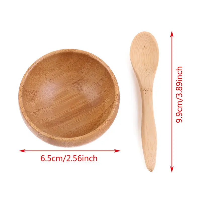 Mini Size Bamboo DIY Face Mask Mixing Bowl with Spoon Aromatherapy Bowl Set Massage Oil Face Care Makeup Tool Kits