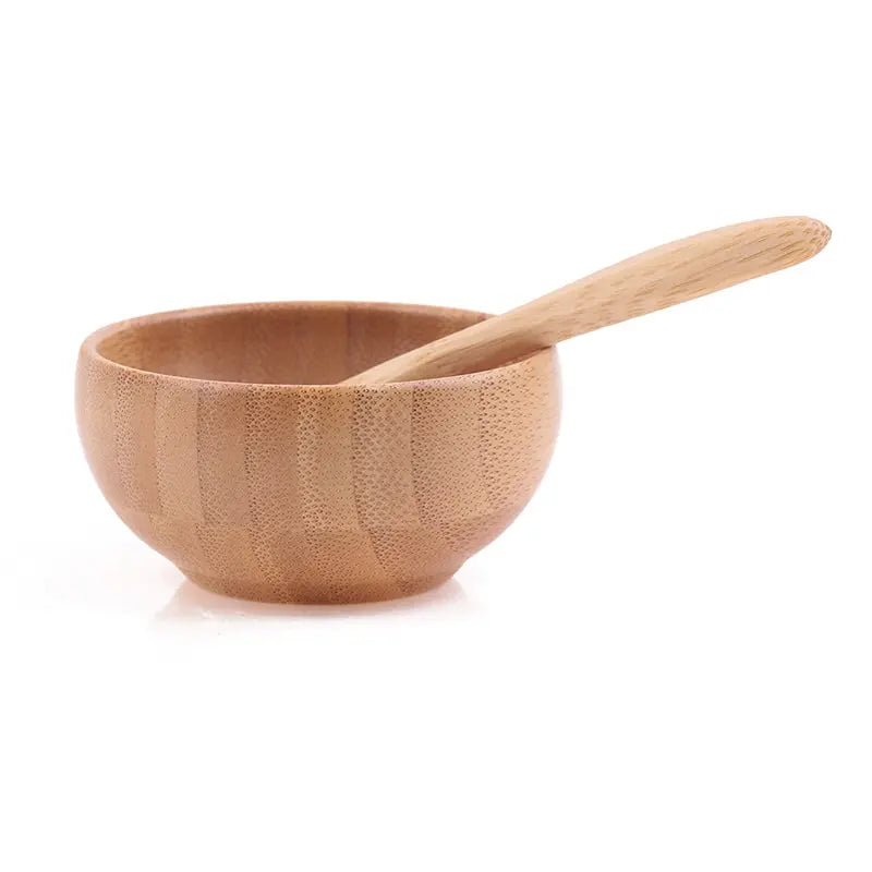 Mini Size Bamboo DIY Face Mask Mixing Bowl with Spoon Aromatherapy Bowl Set Massage Oil Face Care Makeup Tool Kits