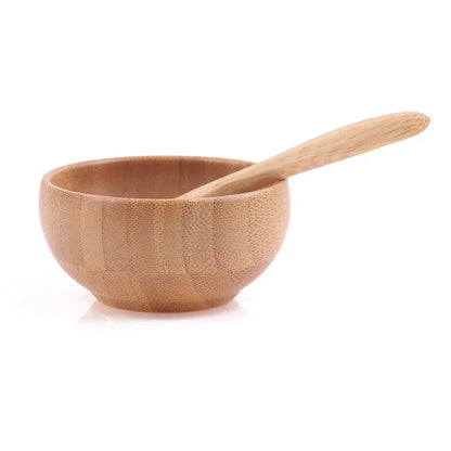 Mini Size Bamboo DIY Face Mask Mixing Bowl with Spoon Aromatherapy Bowl Set Massage Oil Face Care Makeup Tool Kits
