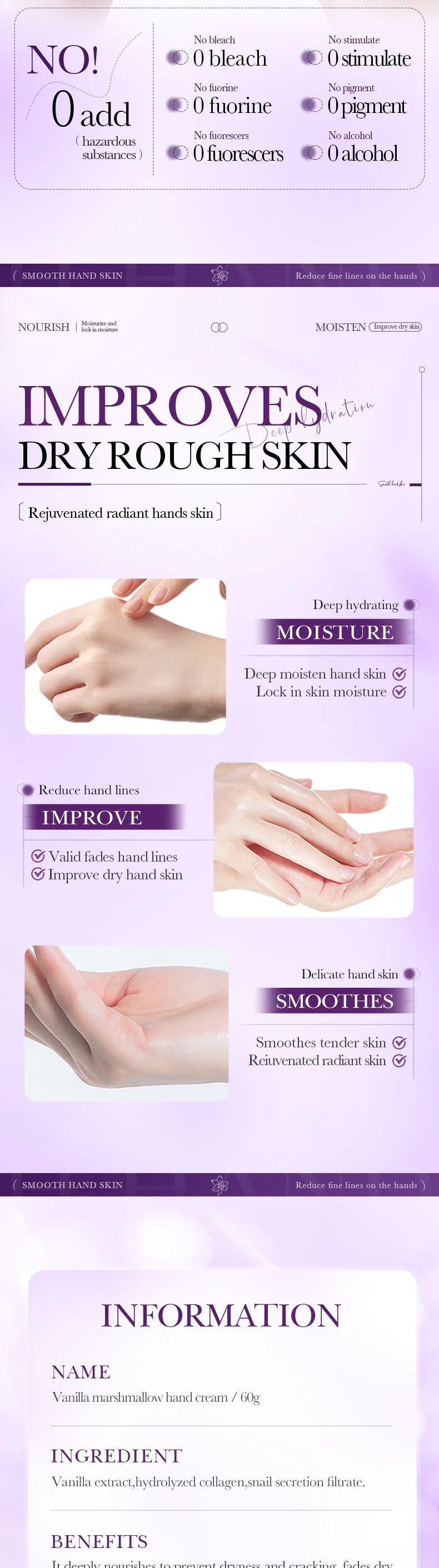 Fruit Marshmallow Hand Cream 60g – Tri-Color Nourishing Formula with Sweet Scent, Deeply Moisturizing Care for Dry Winter Hands