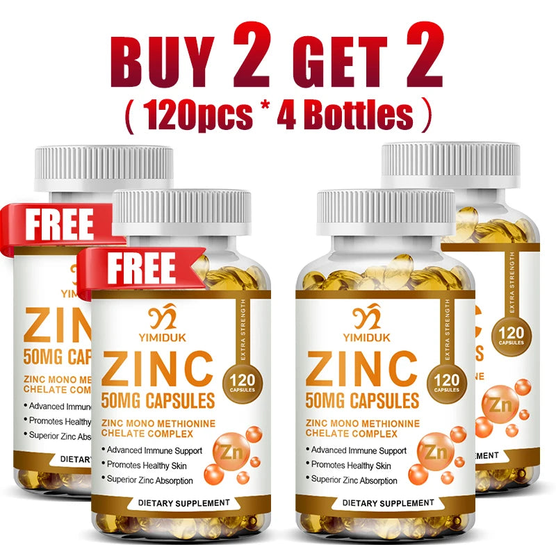 Buy 1 Get 1 Free! Yimiduk Premium Zinc Supplement, Support Boosts Energy, Metabolism Booster, Immune Health & Antioxidant